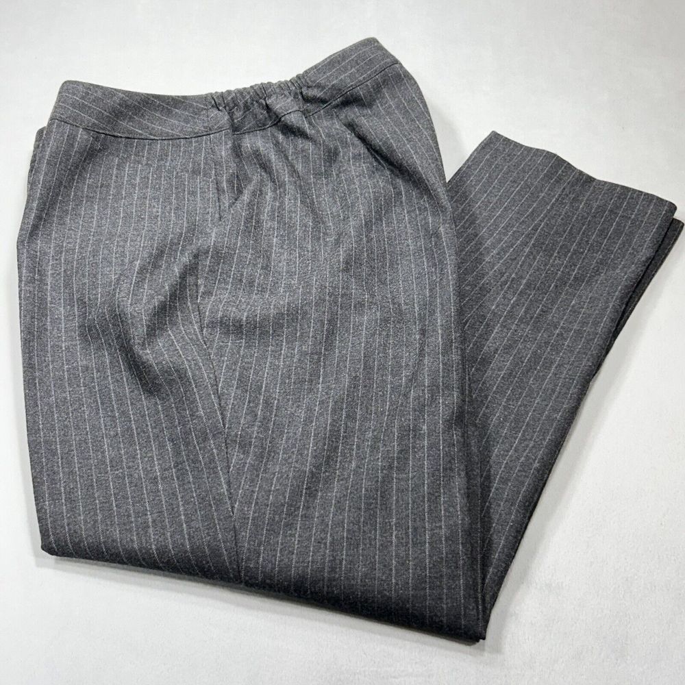 Talbots Pants Women’s 14 Gray White Wool Blend Pinstripe Work Casual Stretch